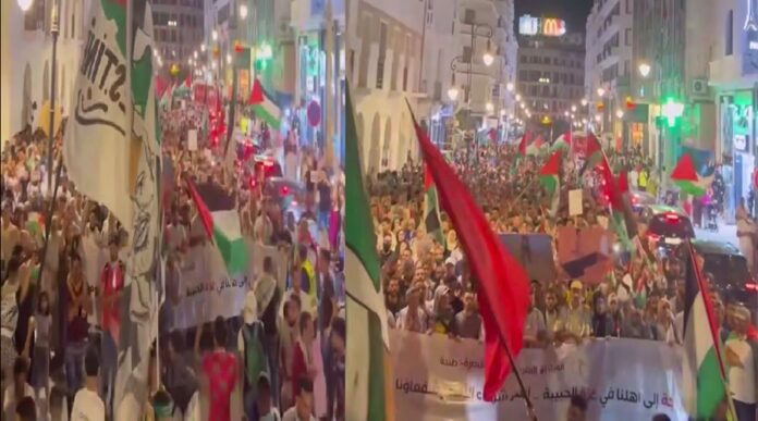 104 تظاهرة في 60 مدينة.. المغرب تنتفض نصرة لغزة ورفضًا للتجويع والتطبيع